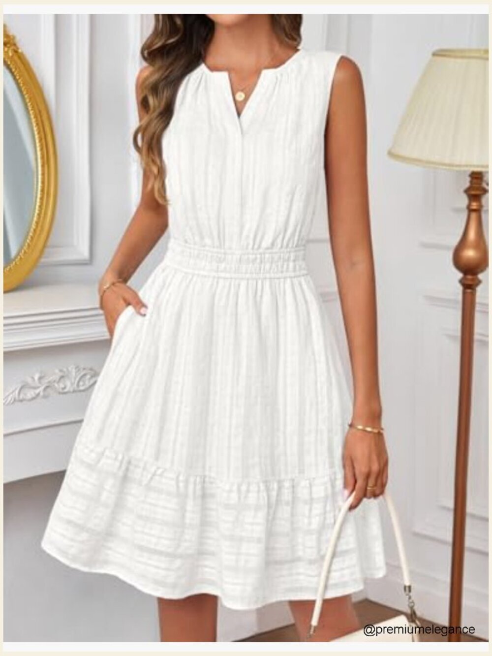 Sleeveless V-Neck Flowy A-Line Mini Sundress with Pockets - Picture 5 of 7